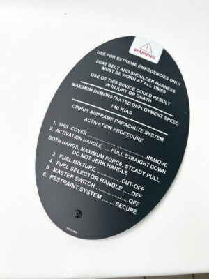 CAPS overlay placard with backing and handle