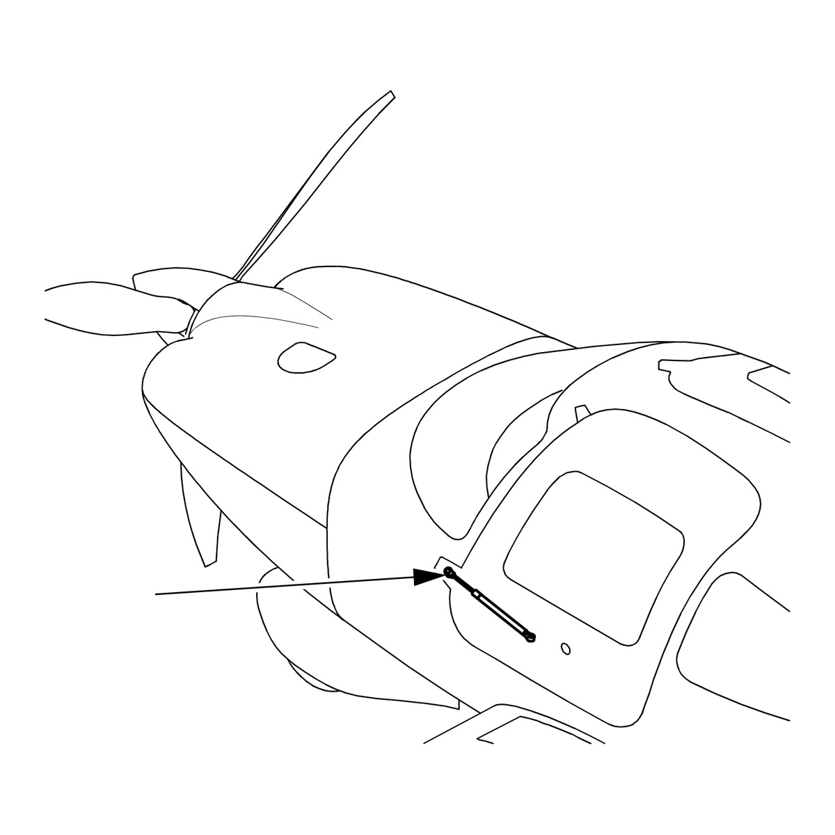 Cirrus SR2X cabin door gas strut location, SB2X-52-08 catcher/diverter kit 70544-001
