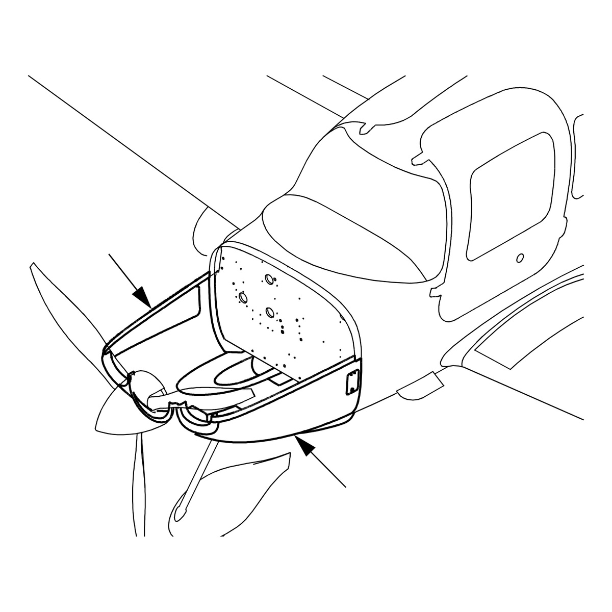 Cirrus SR22 lower engine cowl heat shield location, SB2X-71-08