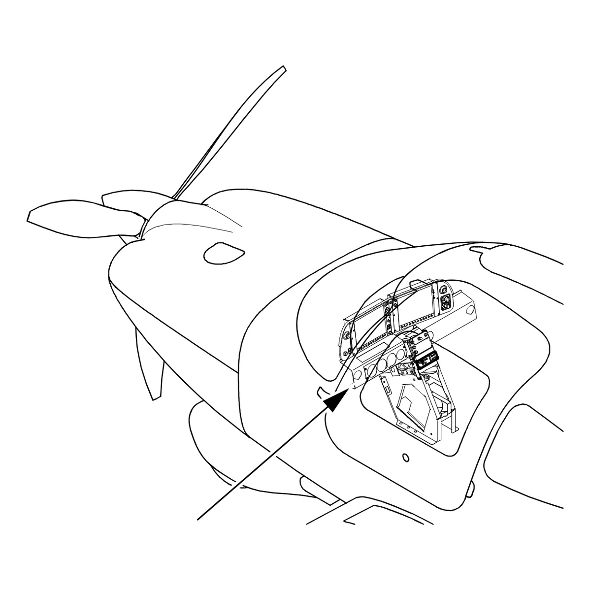Cirrus SR22 forward fuselage W1010 harness connector location, SB2X-91-01